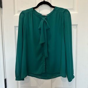 Naked Zebra Green Blouse with Bow Detail